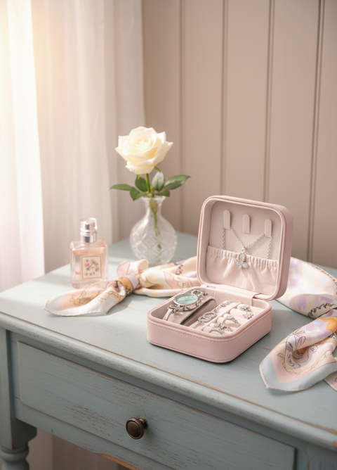 Luxury Velvet Jewelry Travel Box | Compact Jewelry Case for Women