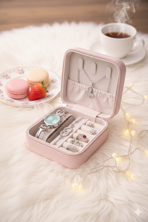 Luxury Velvet Jewelry Travel Box | Compact Jewelry Case for Women