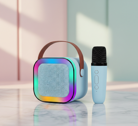 K12 Mini Karaoke Machine - Portable Bluetooth Speaker with Wireless Mic